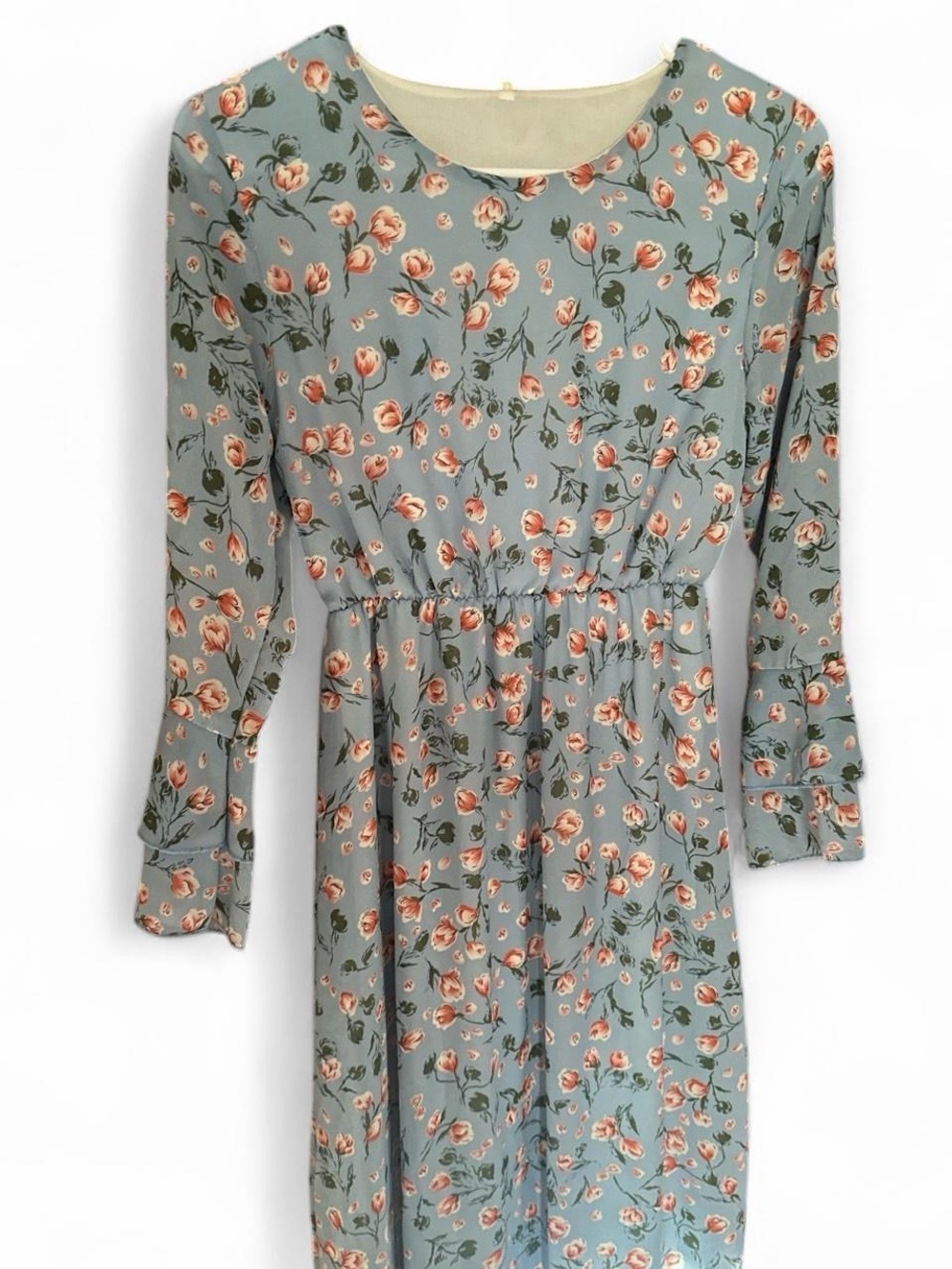 Dusty Blue Floral Maxi Dress